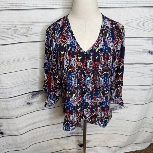 Collective Concepts Tops - Collective Concepts Multicolor V-Neck Blouse